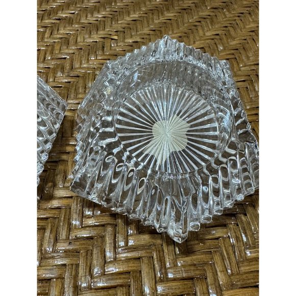 Vintage ANNA HUTTE BLEIKRISTALL Lead Crystal Candle Holder Pillar Set of 2 - Picture 3 of 8